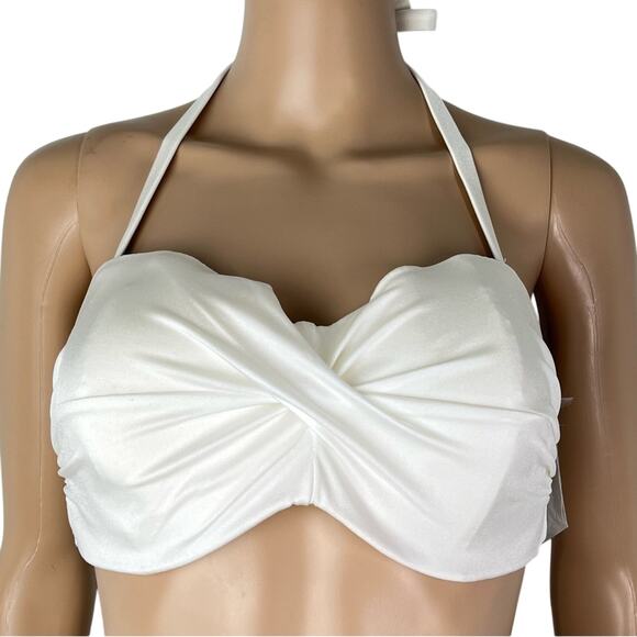 Victorias Secret White Twist Front Knockout Strapless Bandeau Bikini Top - Picture 2 of 8